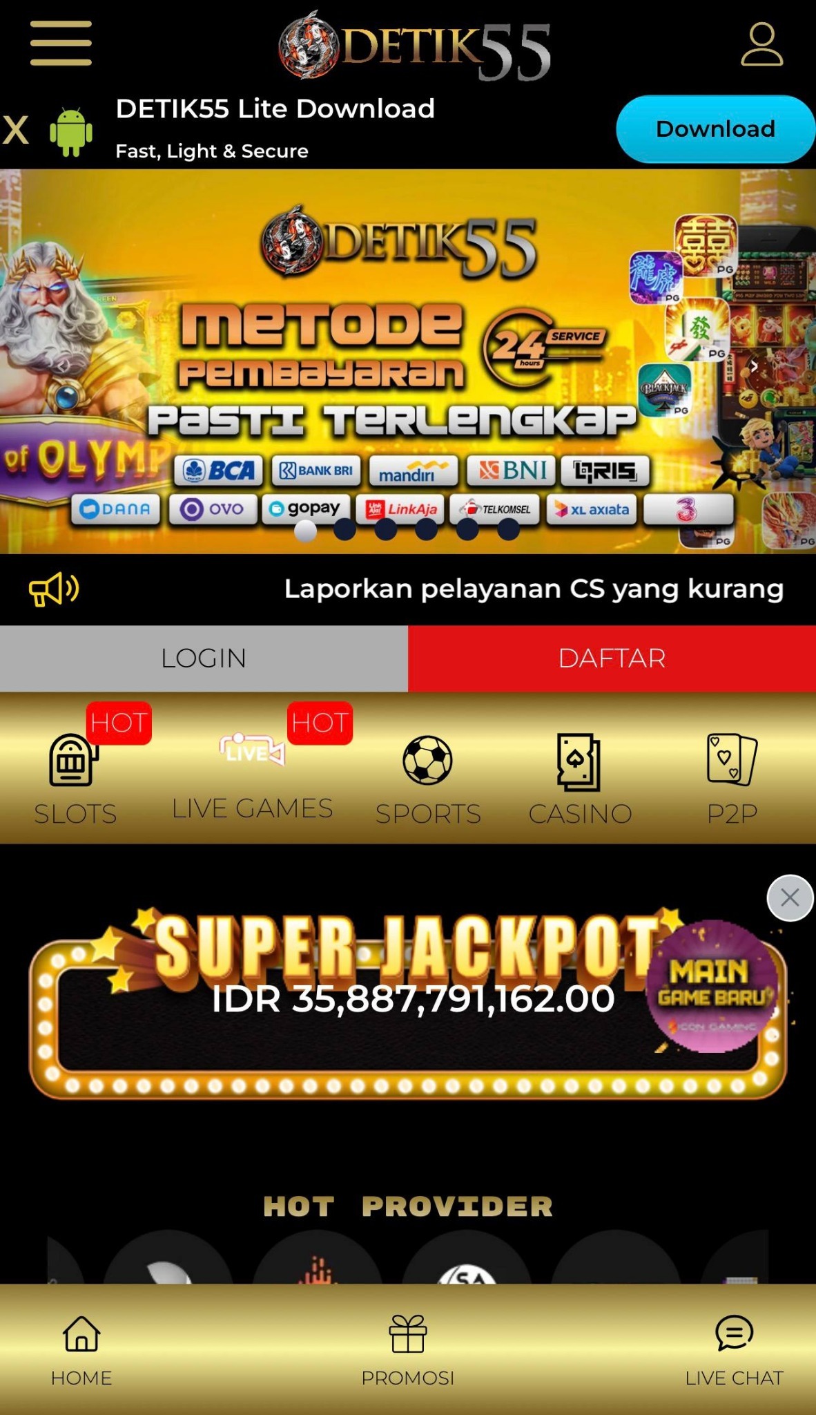 Preview halaman utama DETIK55
